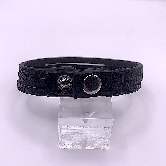 Black Leather Wrap Bracelet W/Faceted Crystals NEW - Picture 6 of 6